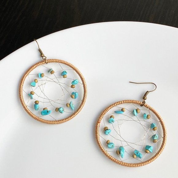 NEW Dreamcatcher Turquoise Earrings - Picture 3 of 6
